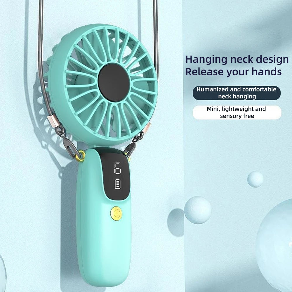 2025 Upgraded USB Rechargeable Mini Fan  Hands-Free Desk, Handheld, or Neck Use with Phone Holder