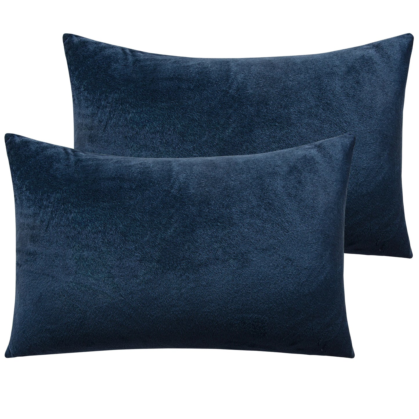 2 Pack Velvet Hidden Zippered Pillowcases, Super Soft and Cozy Luxury Solid Color