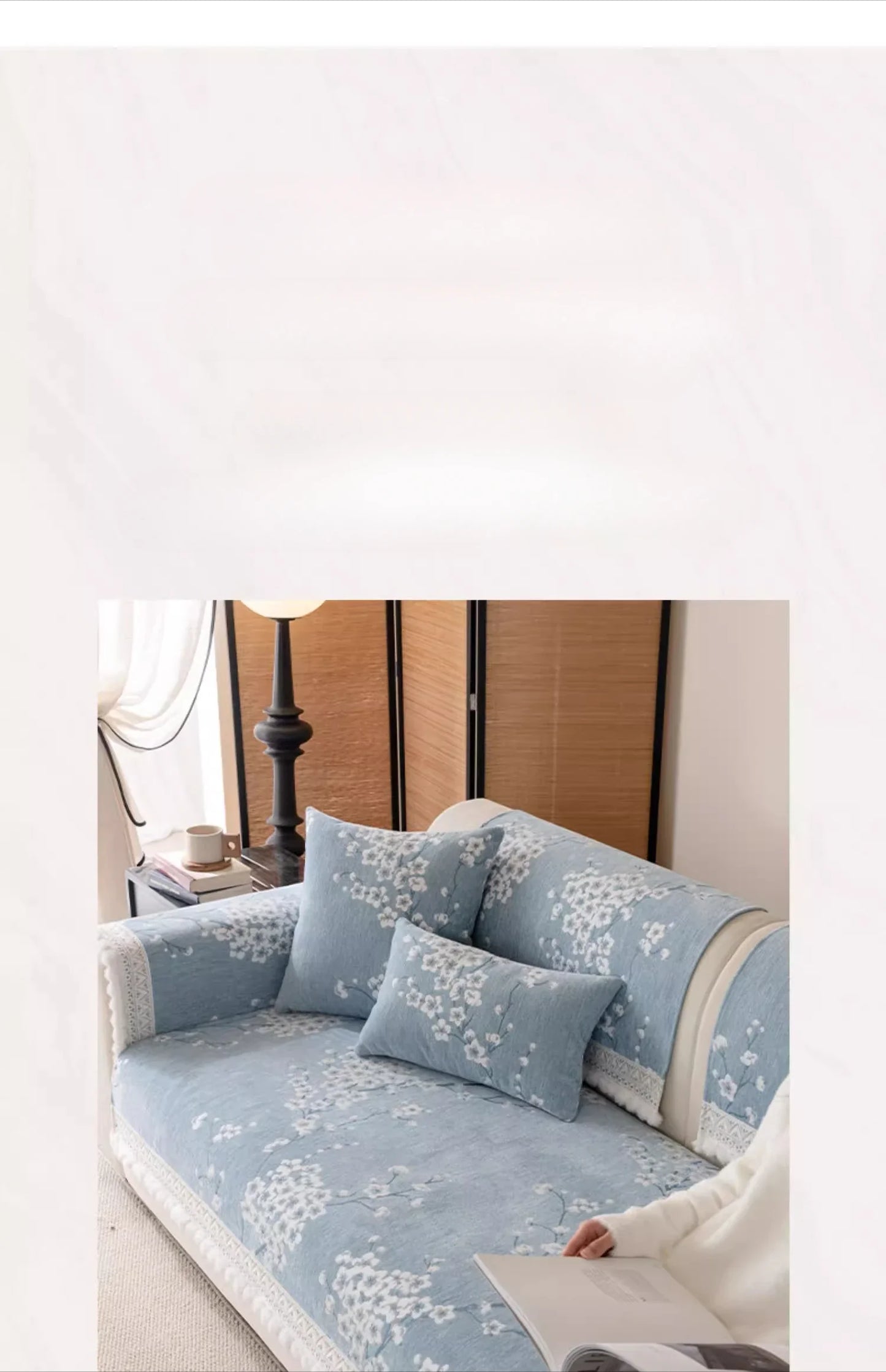 Chenille Flowers Sofa Cover All Season Non-slip Couch Protector