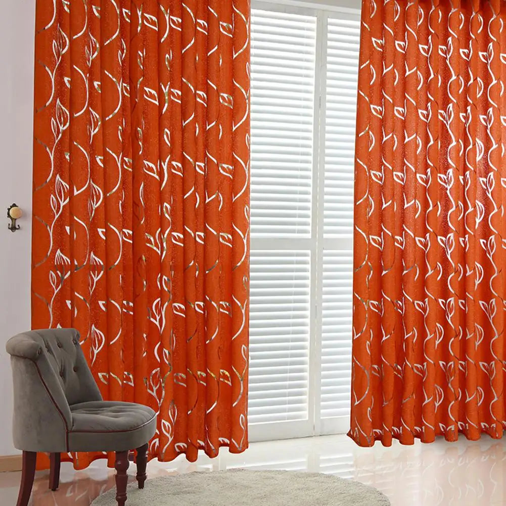 Vine Leaves Tulle Drape Panel Sheer Valances Semi Blackout Curtain Tulle Sheer Curtains