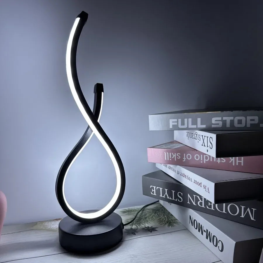 A modern wrought iron table lamp powered by USB - three tone light