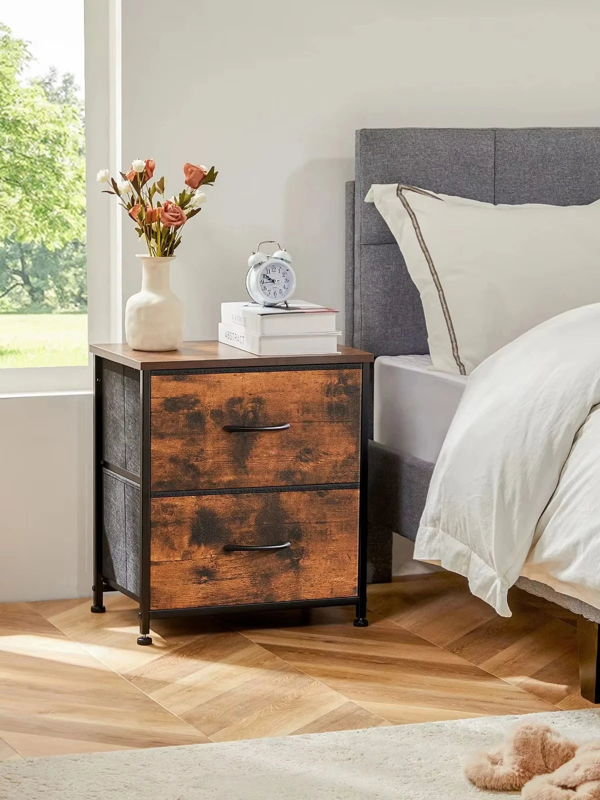 Nightstand Bedside Table Storage Chest Bedroom  Furniture