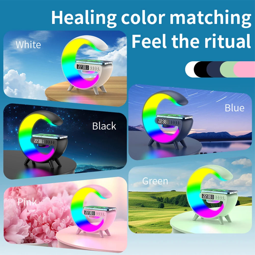 Wireless Speaker Charger Night Light with Alarm Clock Bedside Lamp LED