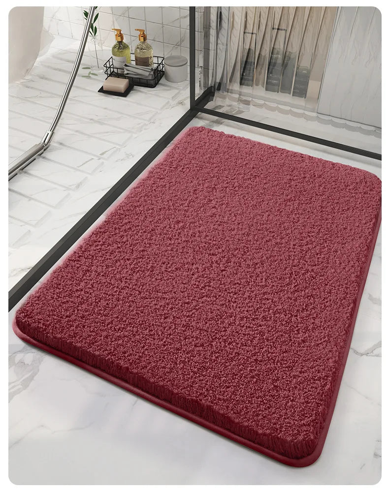 Long Cotton Plush Bath Mats, Thick Plush, Super Absorbent Quick Drying Anti Slip