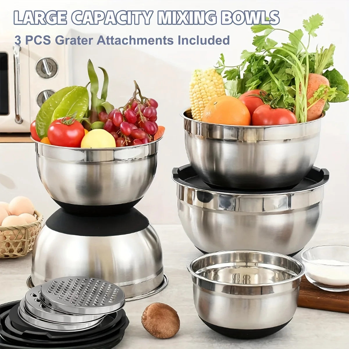 8pcs Mixing Bowls with Airtight Lids Stainless Steel Mixing Bowl Set