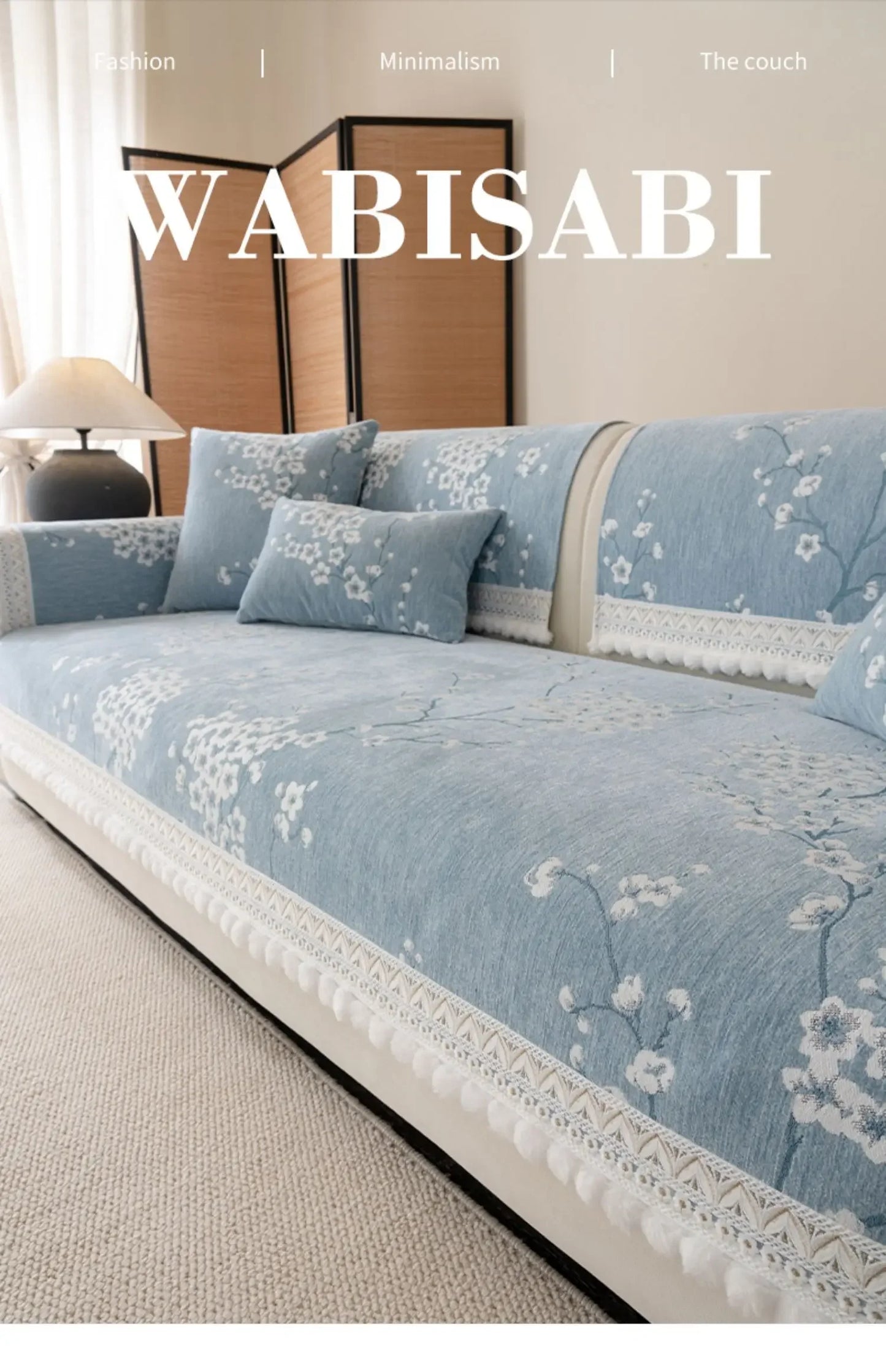 Chenille Flowers Sofa Cover All Season Non-slip Couch Protector