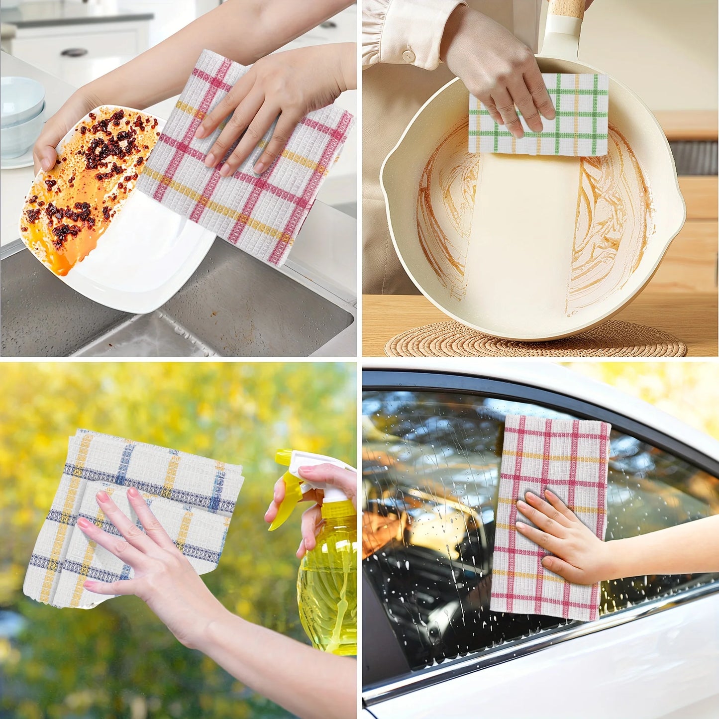 12pcs Kitchen Dish Cloths, Soft Absorbent Dishwashing Towel, , Reusable & Durable, 35cm/13in