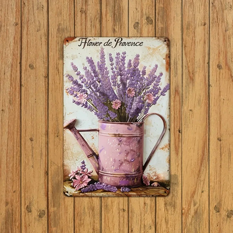 Vintage Lavender Bouquet Metal Logo 8x12 Inch Iron Wall Art