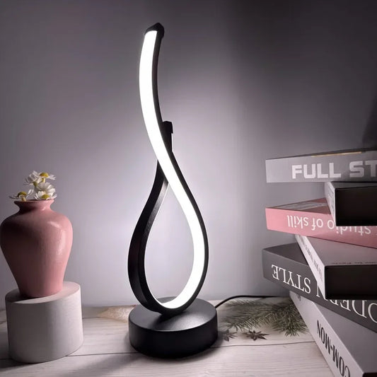 A modern wrought iron table lamp powered by USB - three tone light