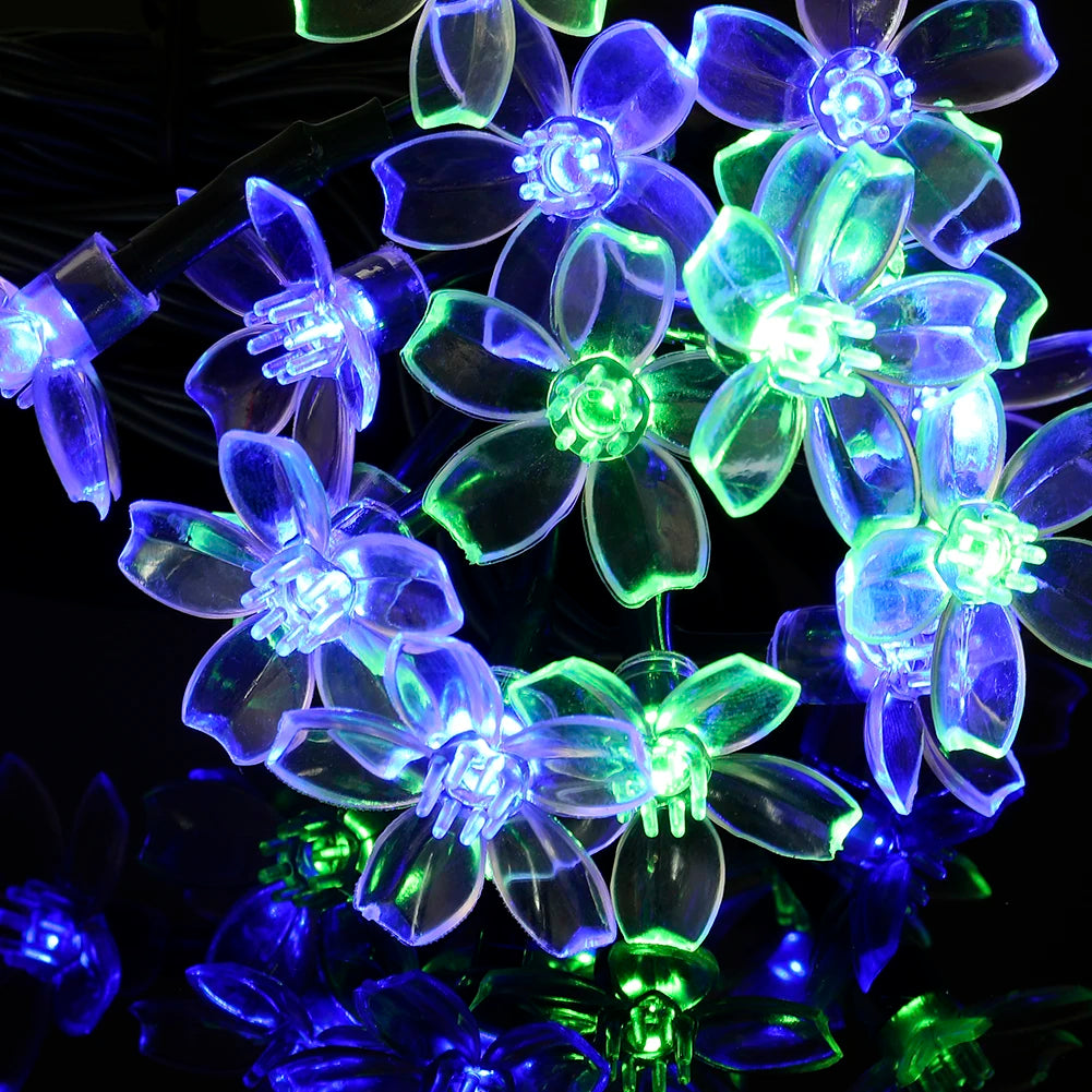 20/50LED Solar Power Cherry Blossom String Light Outdoor Decorative Lamp