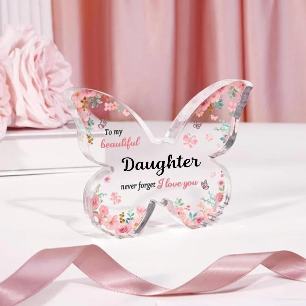 Butterfly-shaped Acrylic Plaque Decoration Loving Message Board for Daughter