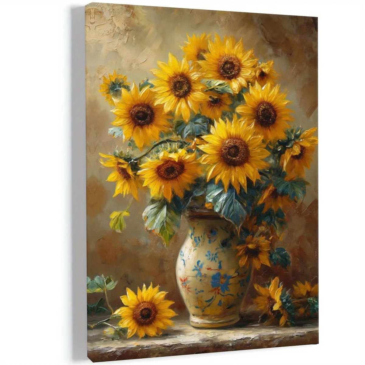 An Art Deco sunflower canvas print - waterproof wooden poster frame