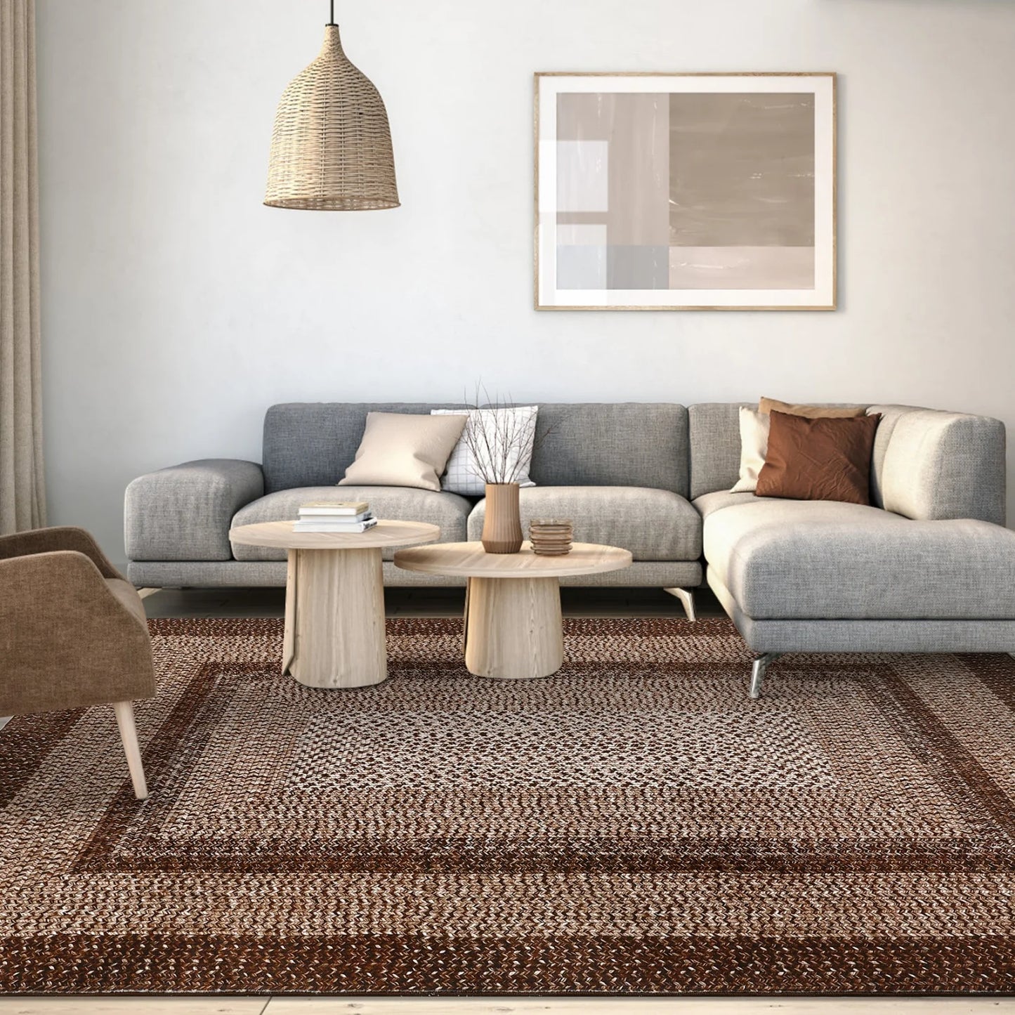 Washable Area Rugs Large Rugs for Living Room Modern Braided Print Non Slip