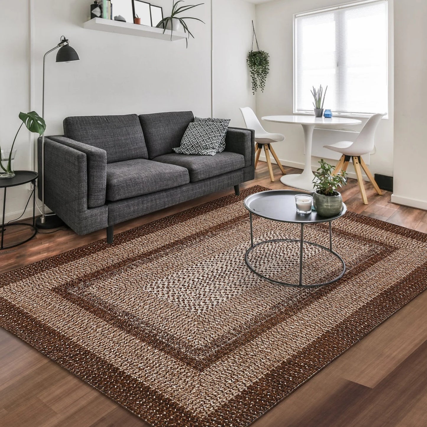 Washable Area Rugs Large Rugs for Living Room Modern Braided Print Non Slip