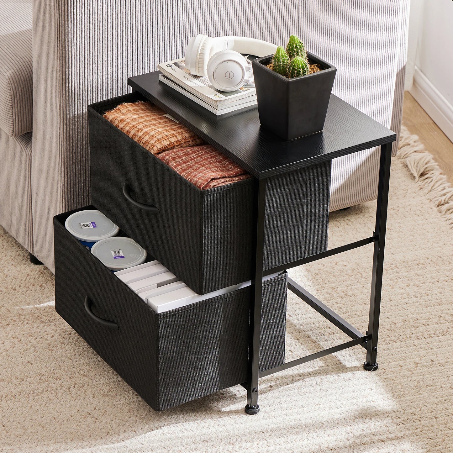 Nightstand Bedside Table Storage Chest Bedroom  Furniture