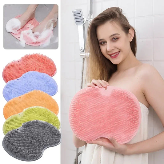 Foot & Back Scrubber Body Shower Reusable Silicone Brush Foot Wash Mat  Wall Mat Foot Bathing