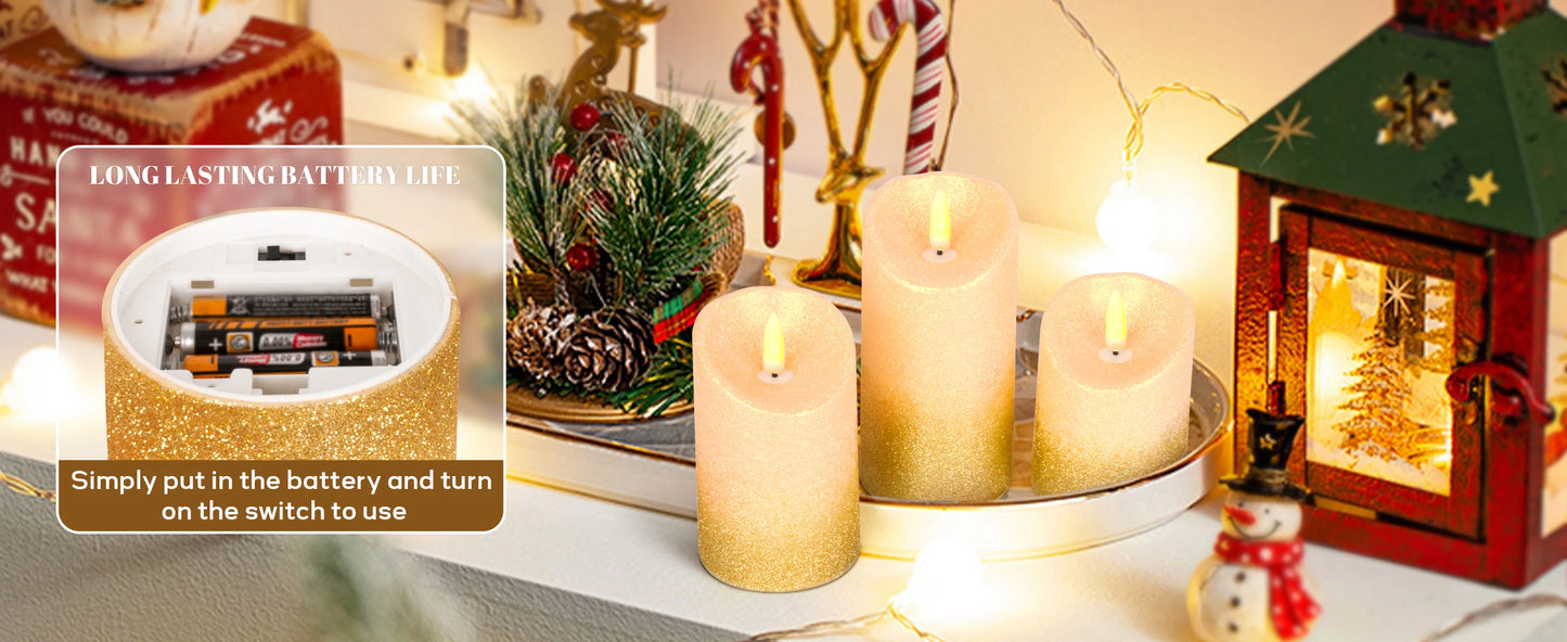 3pcs Pack LED Rechargeable Flameless Taper Candle Battery Operated