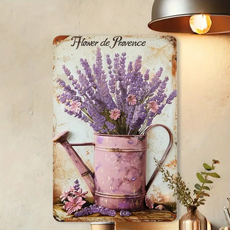 Vintage Lavender Bouquet Metal Logo 8x12 Inch Iron Wall Art