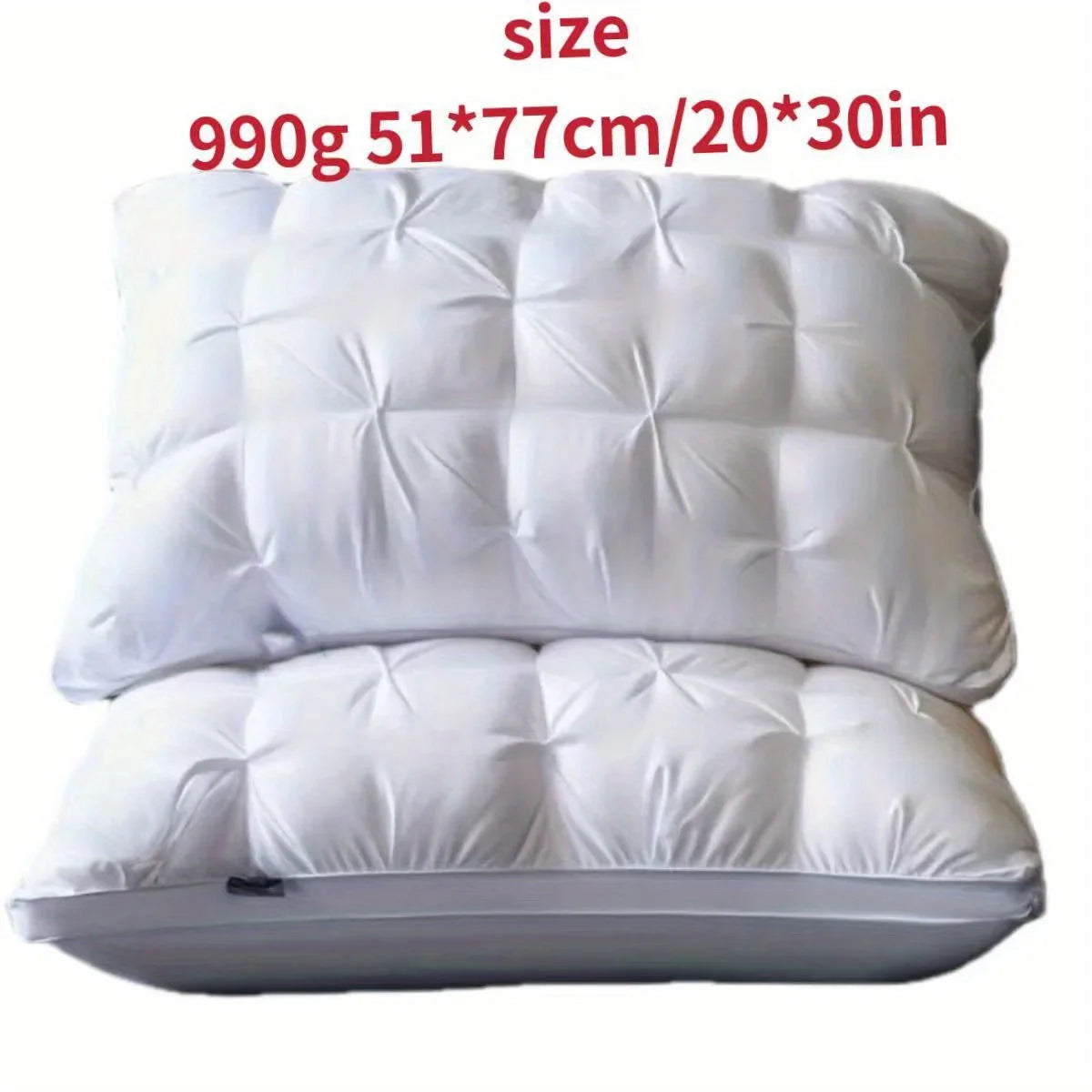 Luxurious 5-Star Hotel Quality Pillow 990g 20x30 Inches Deep Sleep Neck Support Non-Collapse High Pillow