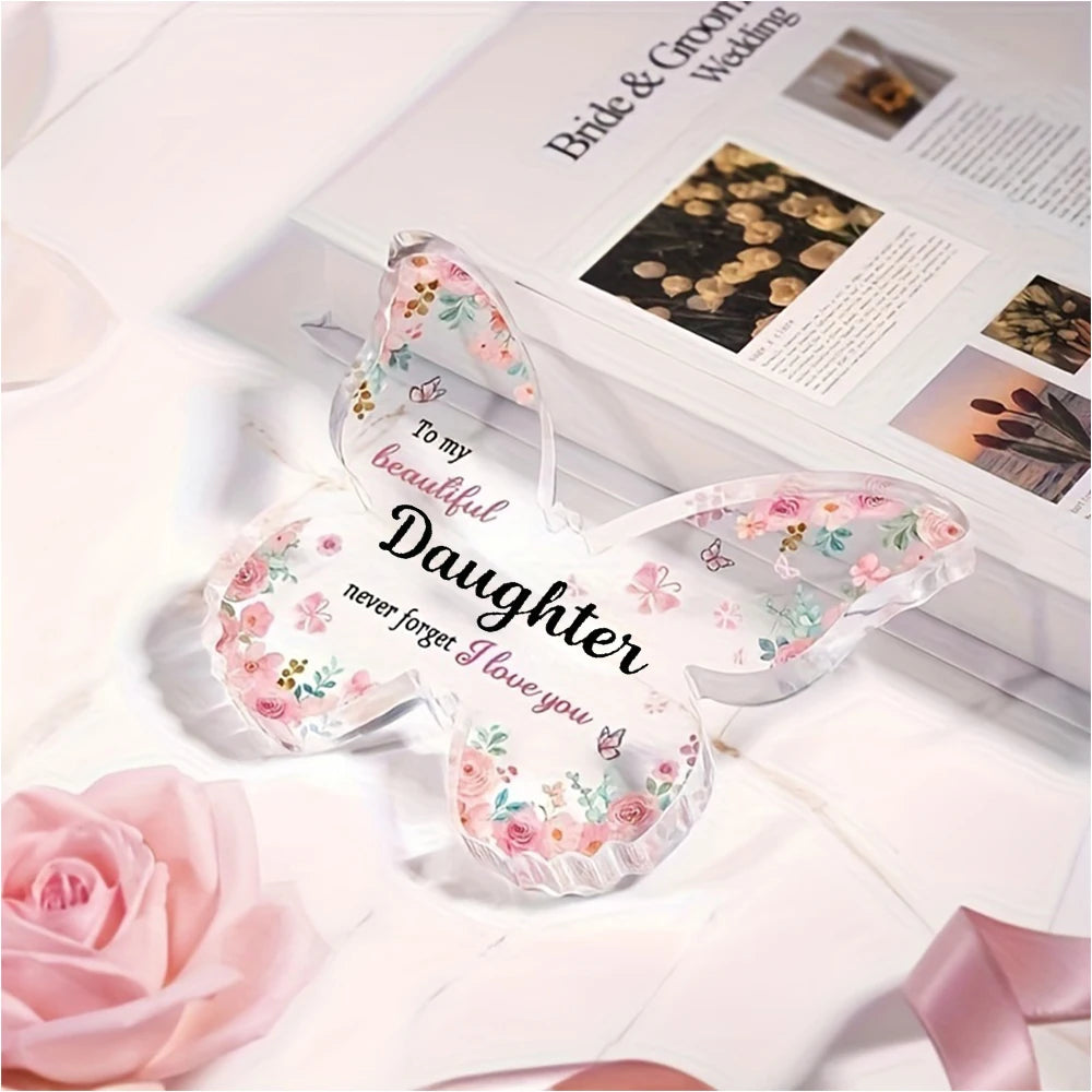Butterfly-shaped Acrylic Plaque Decoration Loving Message Board for Daughter