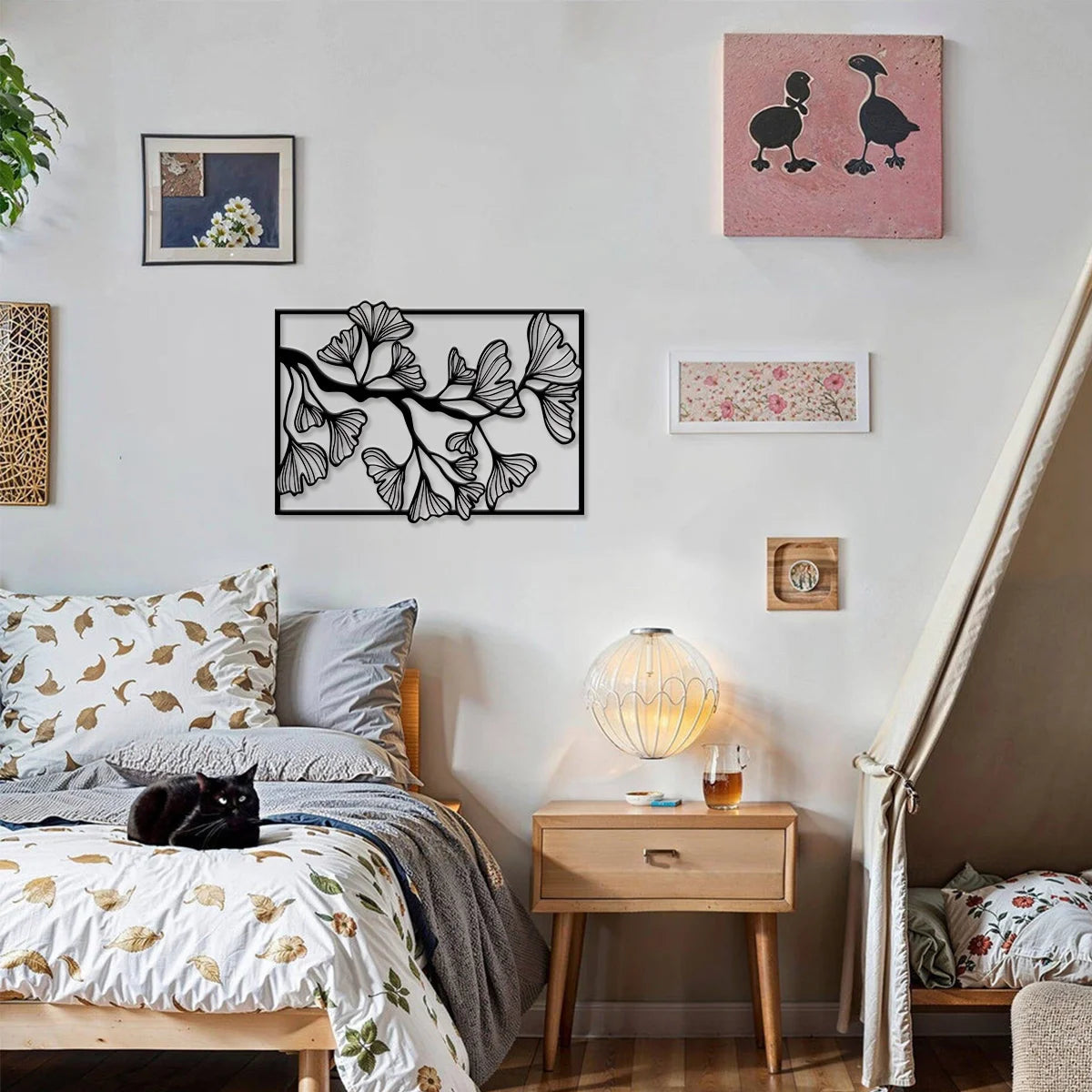 1pc Metal Wall Art , Black and White Wall Decor for Bedroom, Living Room, Bathroom - Metal Art Wall