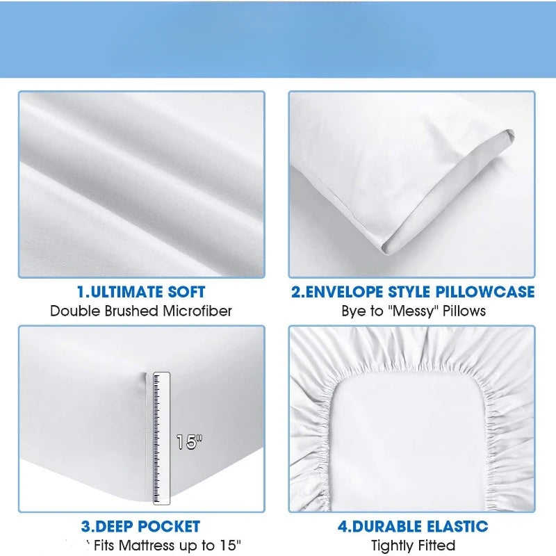 Hotel Luxury Sheets- Soft 1800 Thread Count, Wrinkle  Resistant