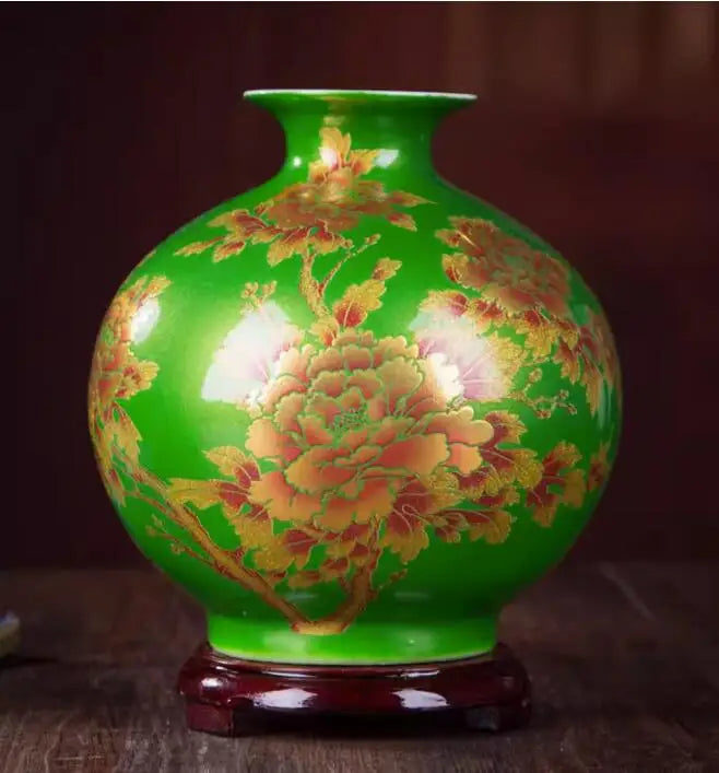 Jingdezhen-Black Porcelain Flower Vase, Crystal Glaze, Handmade,  Chinese Style