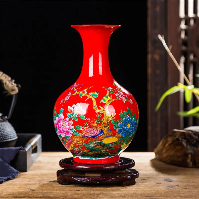 Jingdezhen-Black Porcelain Flower Vase, Crystal Glaze, Handmade,  Chinese Style