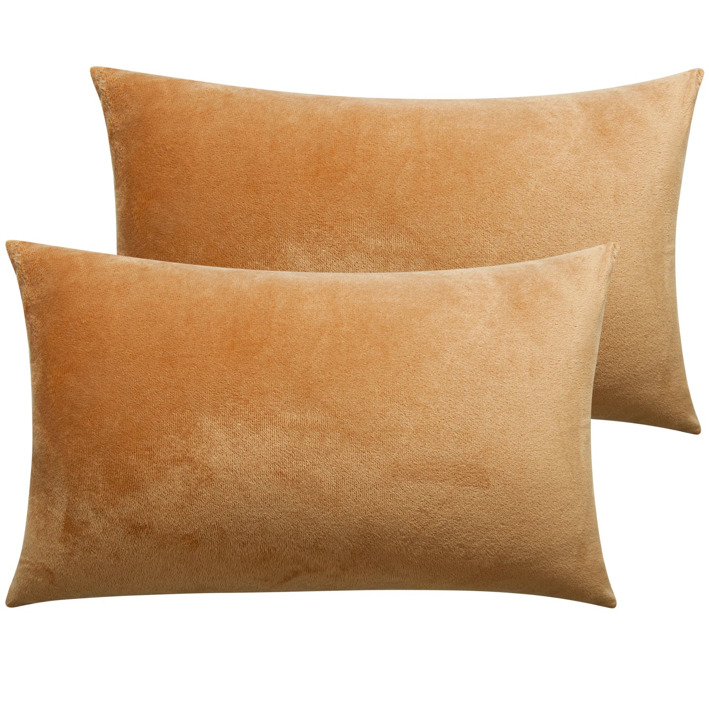 2 Pack Velvet Hidden Zippered Pillowcases, Super Soft and Cozy Luxury Solid Color