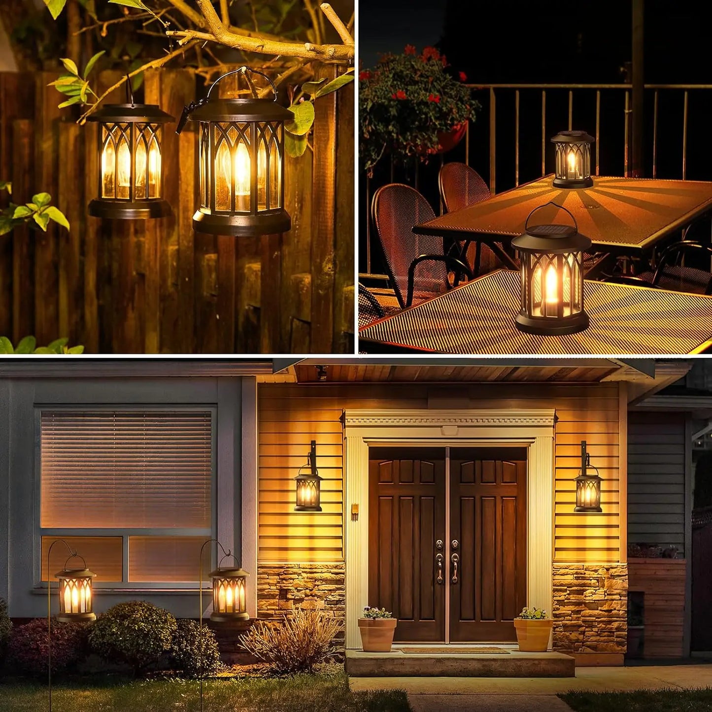 2 Pack Upgraded Bright Solar Lantern Lights Outdoor  (Warm Light)