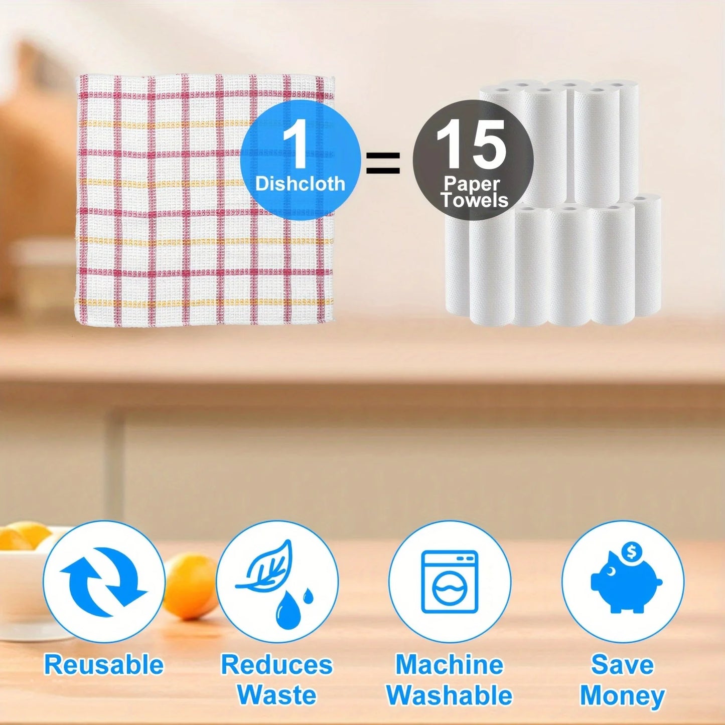 12pcs Kitchen Dish Cloths, Soft Absorbent Dishwashing Towel, , Reusable & Durable, 35cm/13in