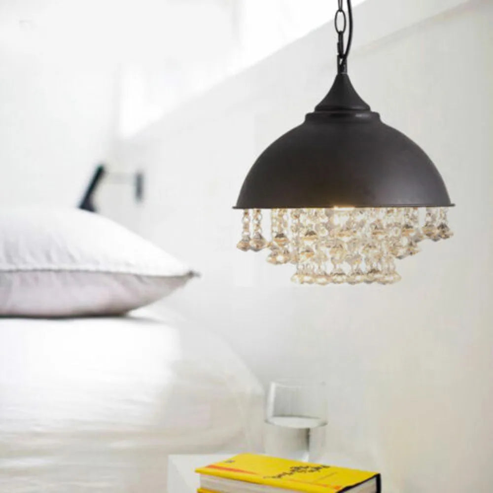 Rustic Industrial Crystal Pendant Light Vintage Chandelier Ceiling Lamp Fixture Fit 5-10m² Room
