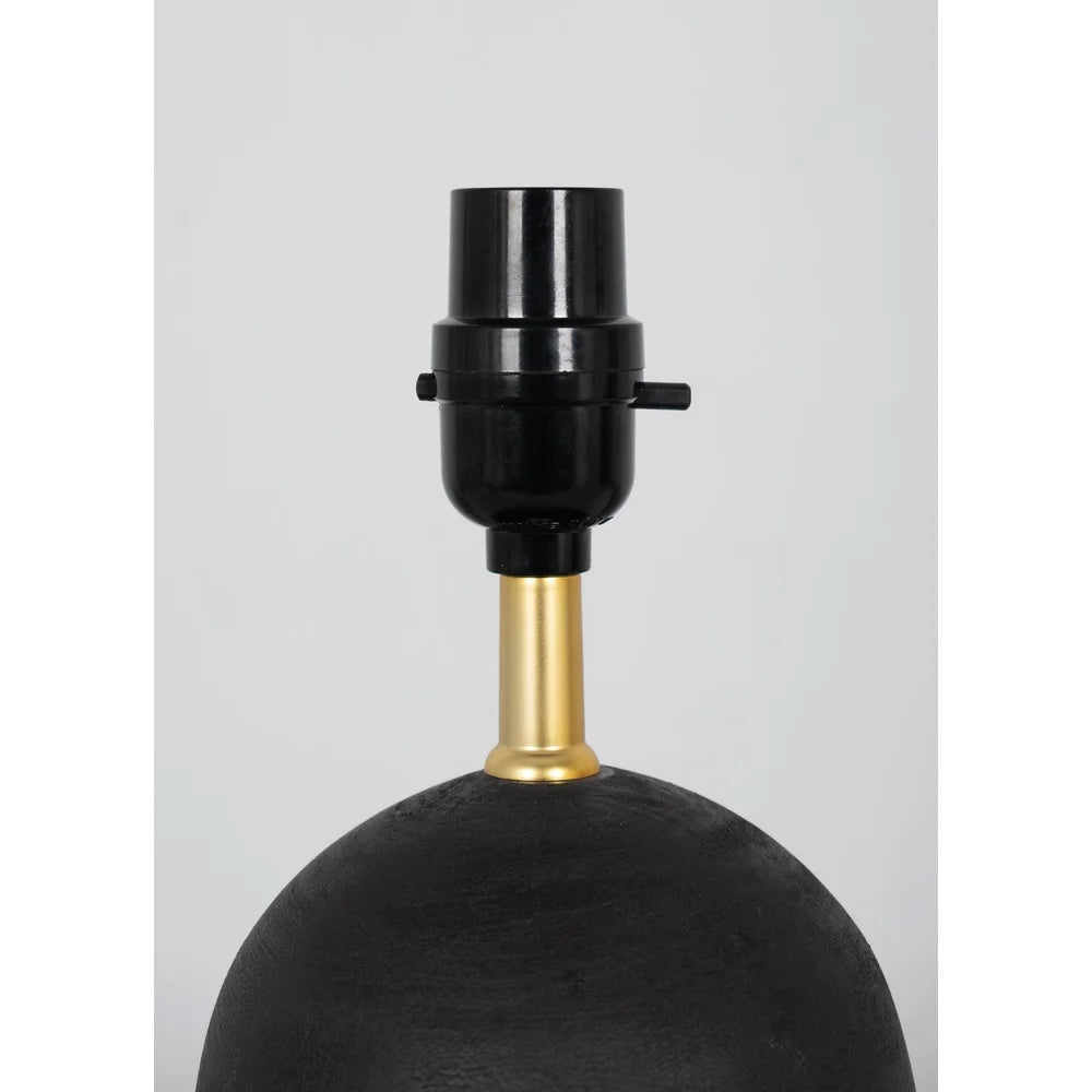 Mini Black Wood Ball Table Lamp with White Fabric Shade 12.5 Inch Stylish Accent