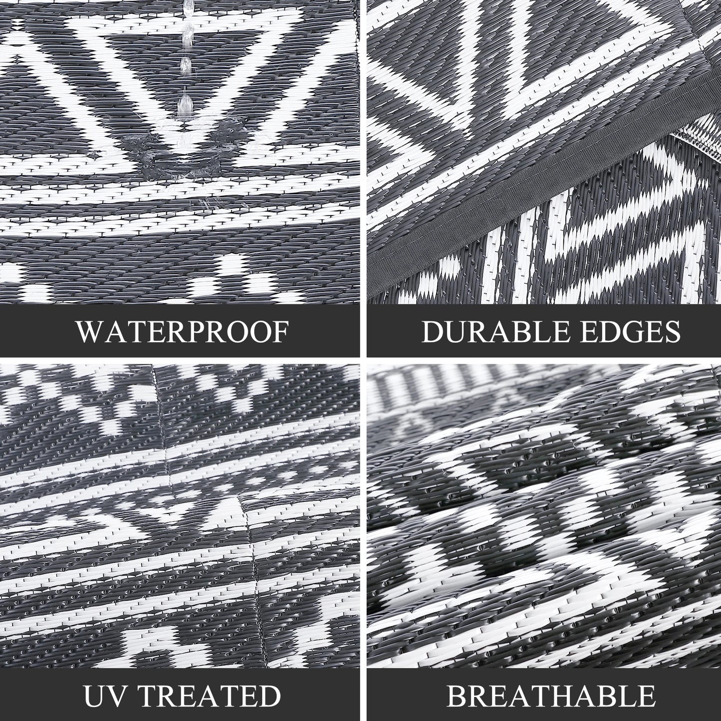 Outdoor Rug 5x8 Waterproof Reversible Patio Rug Boho  Rug for Porch Balcony Backyard Picnic