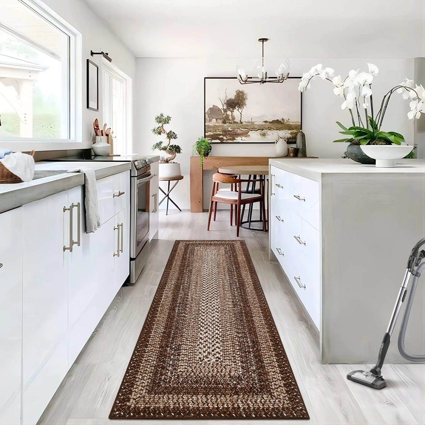 Washable Area Rugs Large Rugs for Living Room Modern Braided Print Non Slip