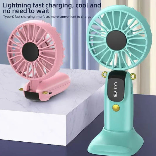 2025 Upgraded USB Rechargeable Mini Fan  Hands-Free Desk, Handheld, or Neck Use with Phone Holder