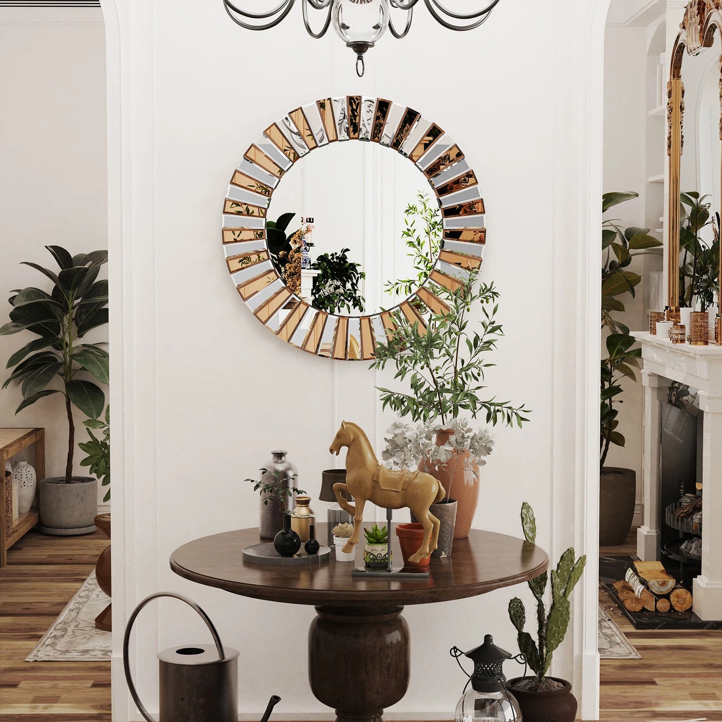 Decorative Mirror Round Sunburst Wall Mirror Accents