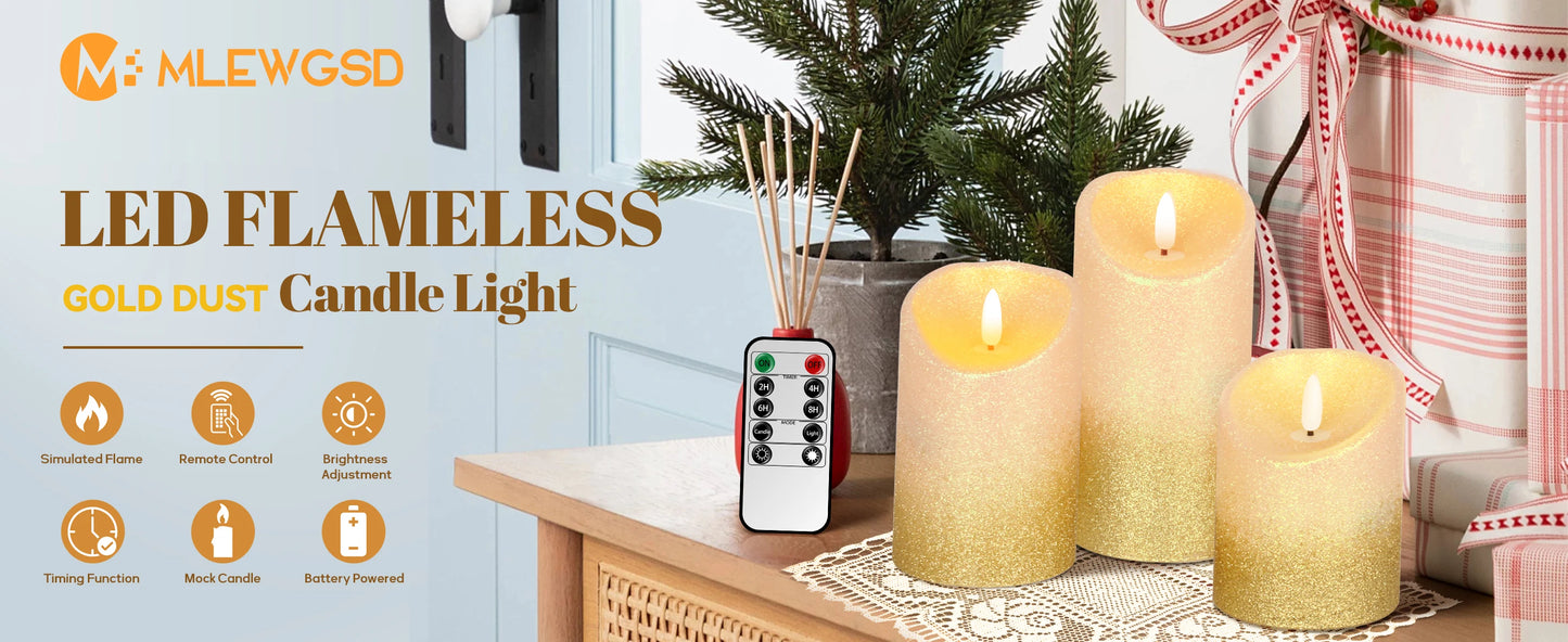3pcs Pack LED Rechargeable Flameless Taper Candle Battery Operated