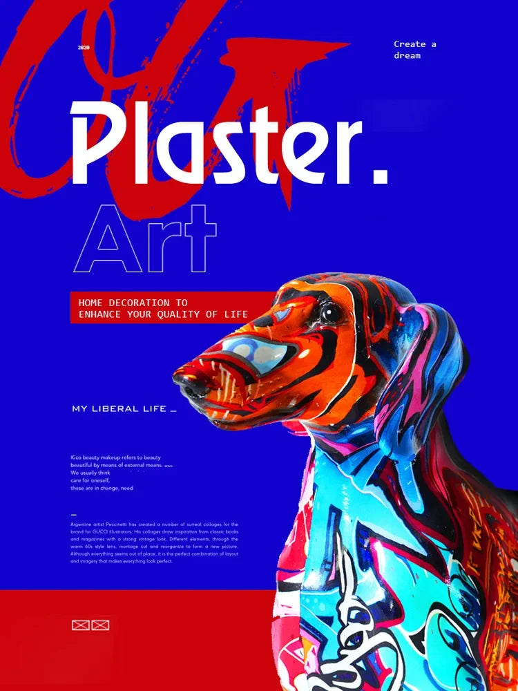 Home Modern Painted Colorful Dachshund Dog Decoration