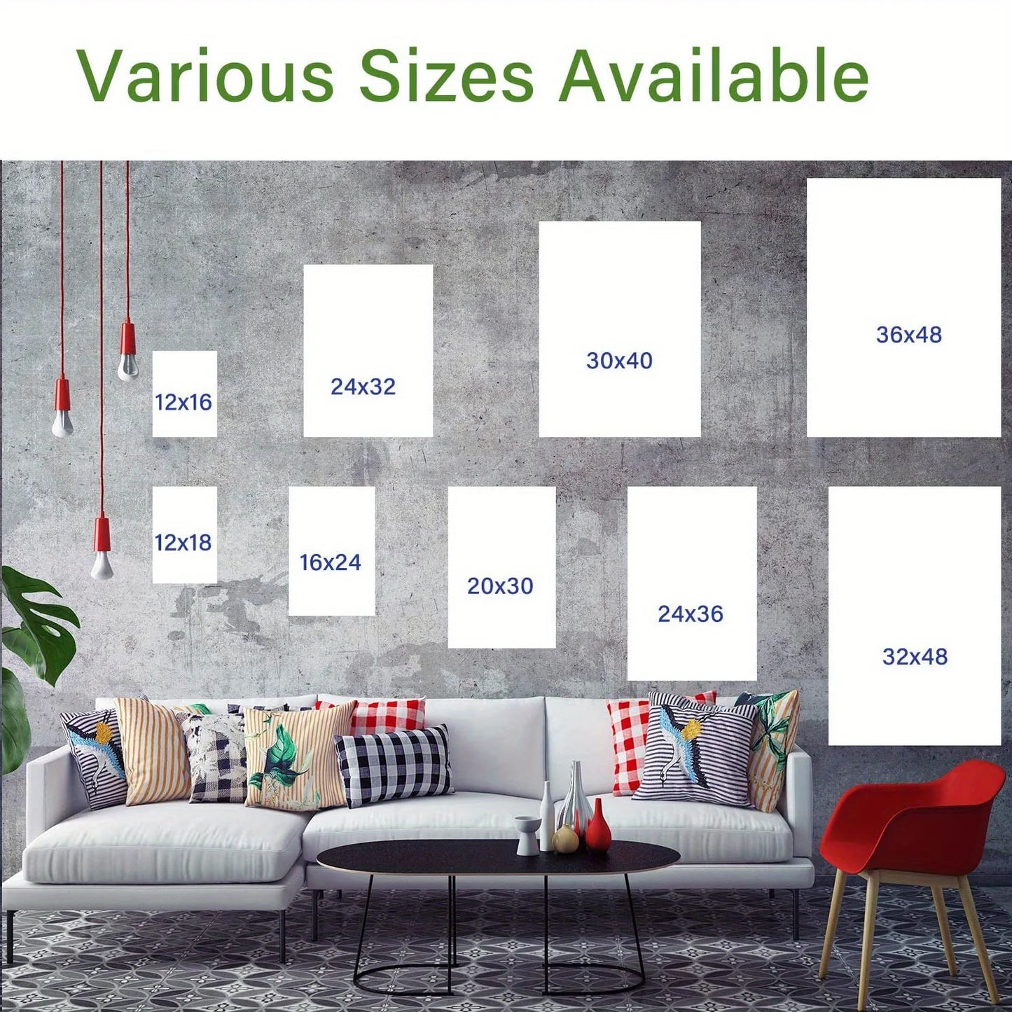 Canvas Painting in Wooden Frame Blue and White Floral Wall Art  Living Room and Bedroom