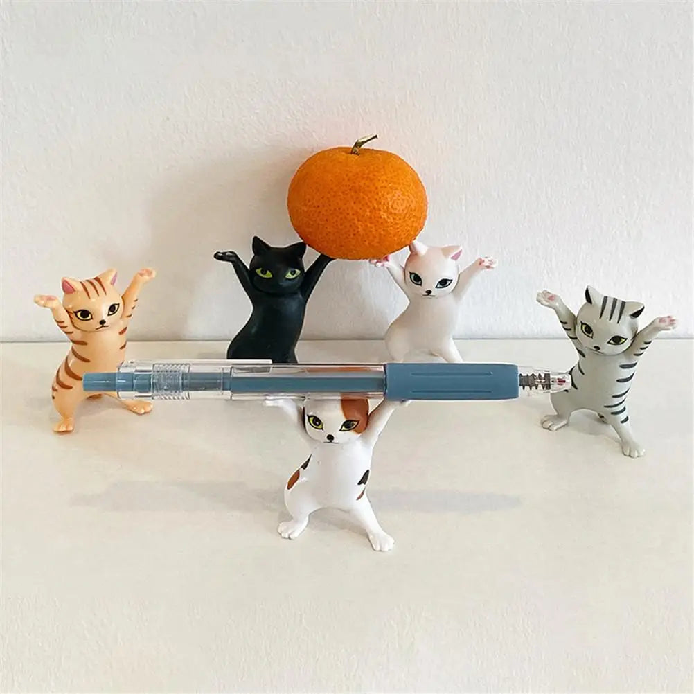 5PCS Raising Hands Dancing Cat Model Cat Ornaments Cat Figures Toys for Children