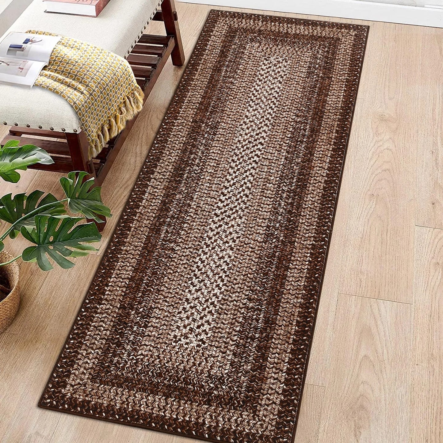 Washable Area Rugs Large Rugs for Living Room Modern Braided Print Non Slip