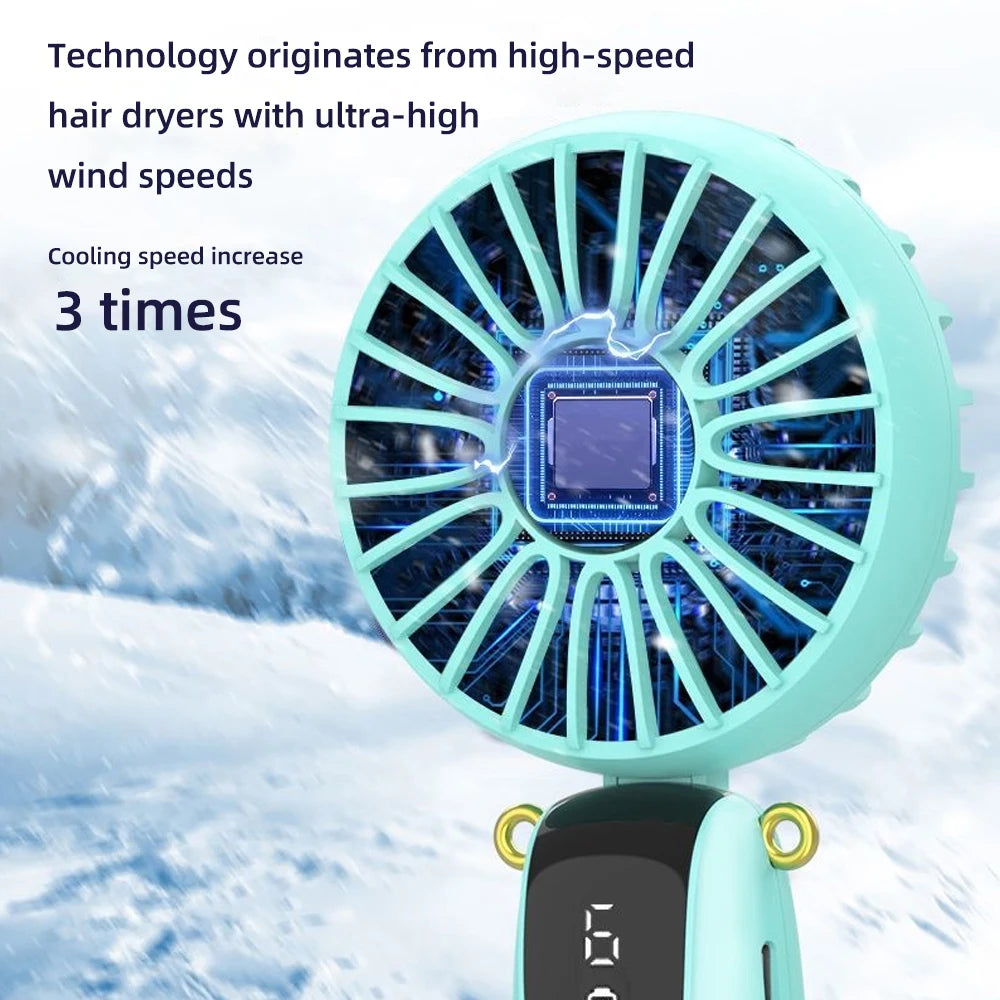 2025 Upgraded USB Rechargeable Mini Fan  Hands-Free Desk, Handheld, or Neck Use with Phone Holder
