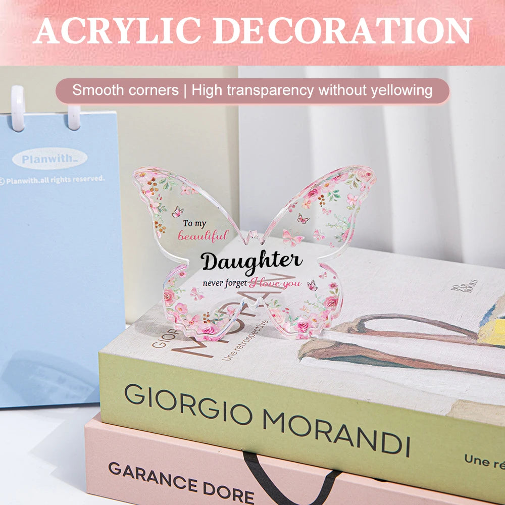 Butterfly-shaped Acrylic Plaque Decoration Loving Message Board for Daughter