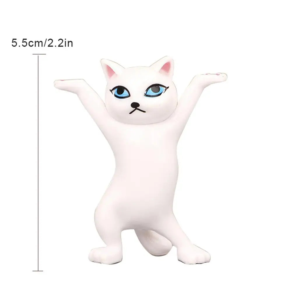 5PCS Raising Hands Dancing Cat Model Cat Ornaments Cat Figures Toys for Children