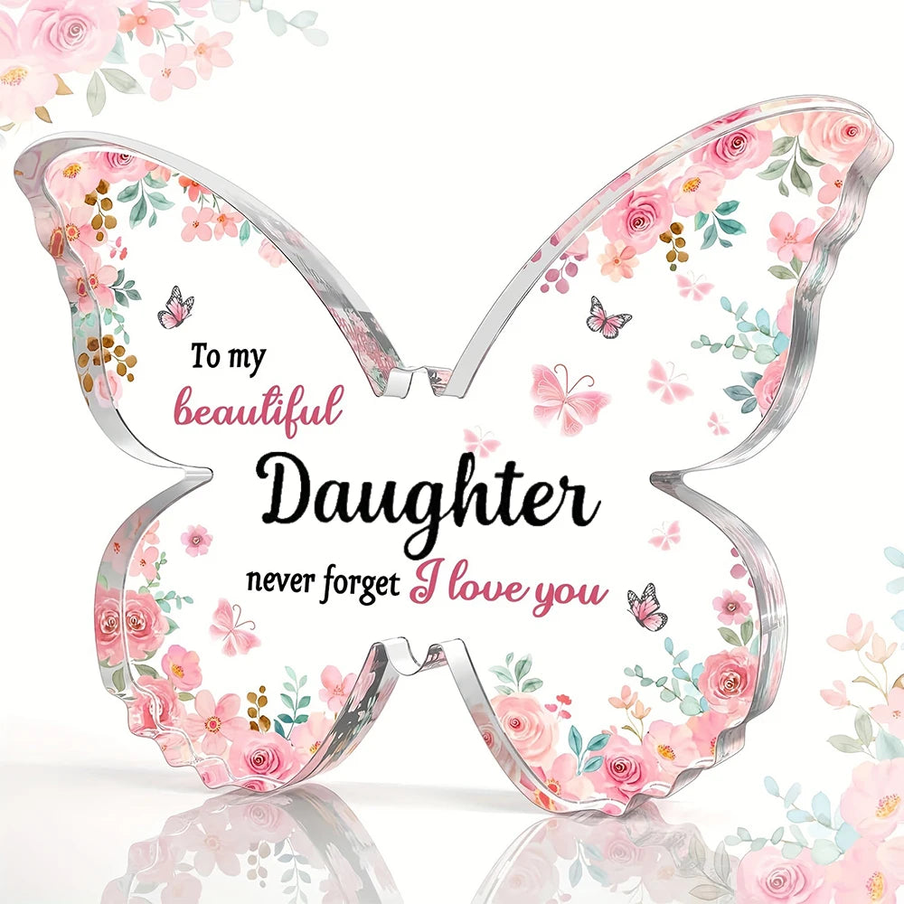 Butterfly-shaped Acrylic Plaque Decoration Loving Message Board for Daughter