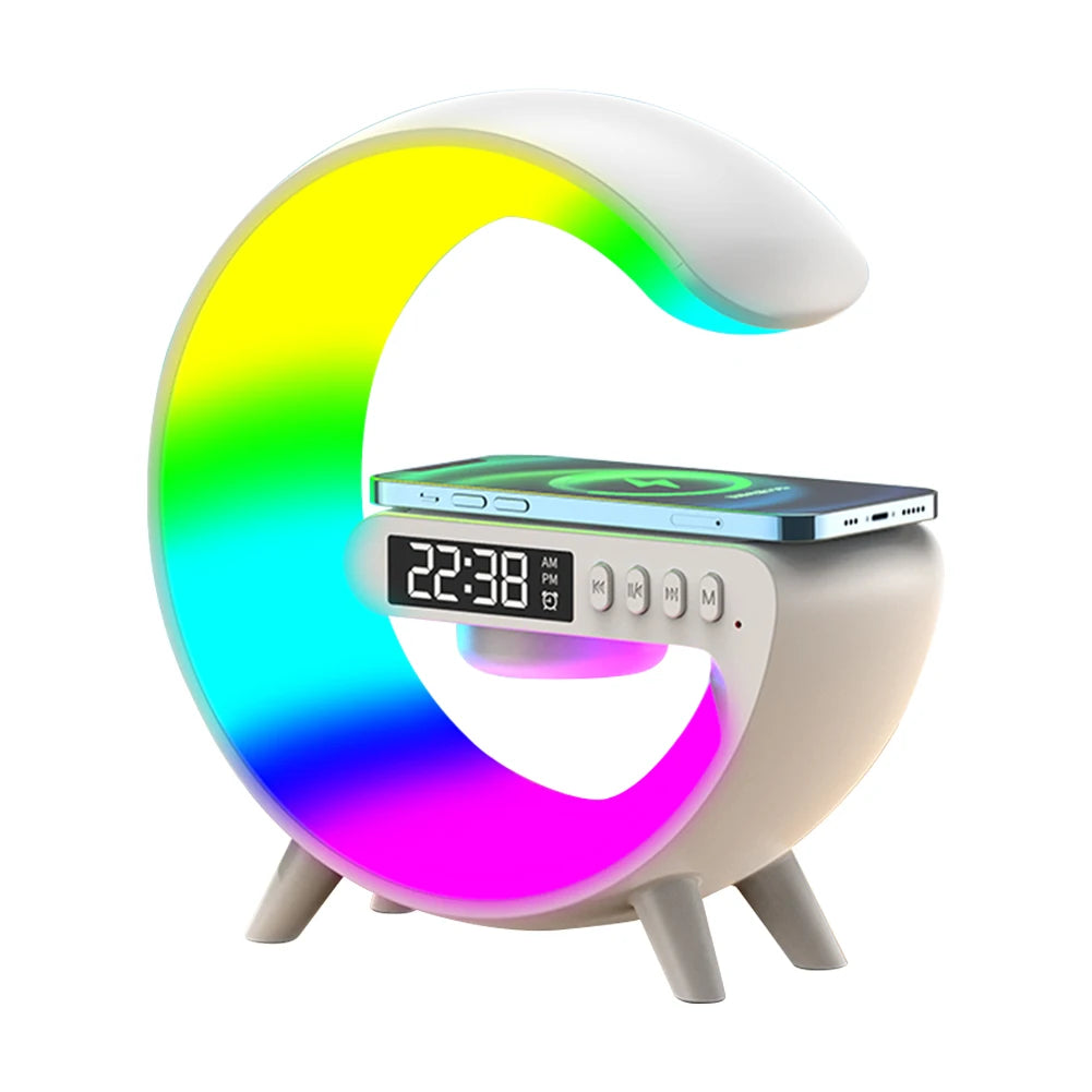 Wireless Speaker Charger Night Light with Alarm Clock Bedside Lamp LED