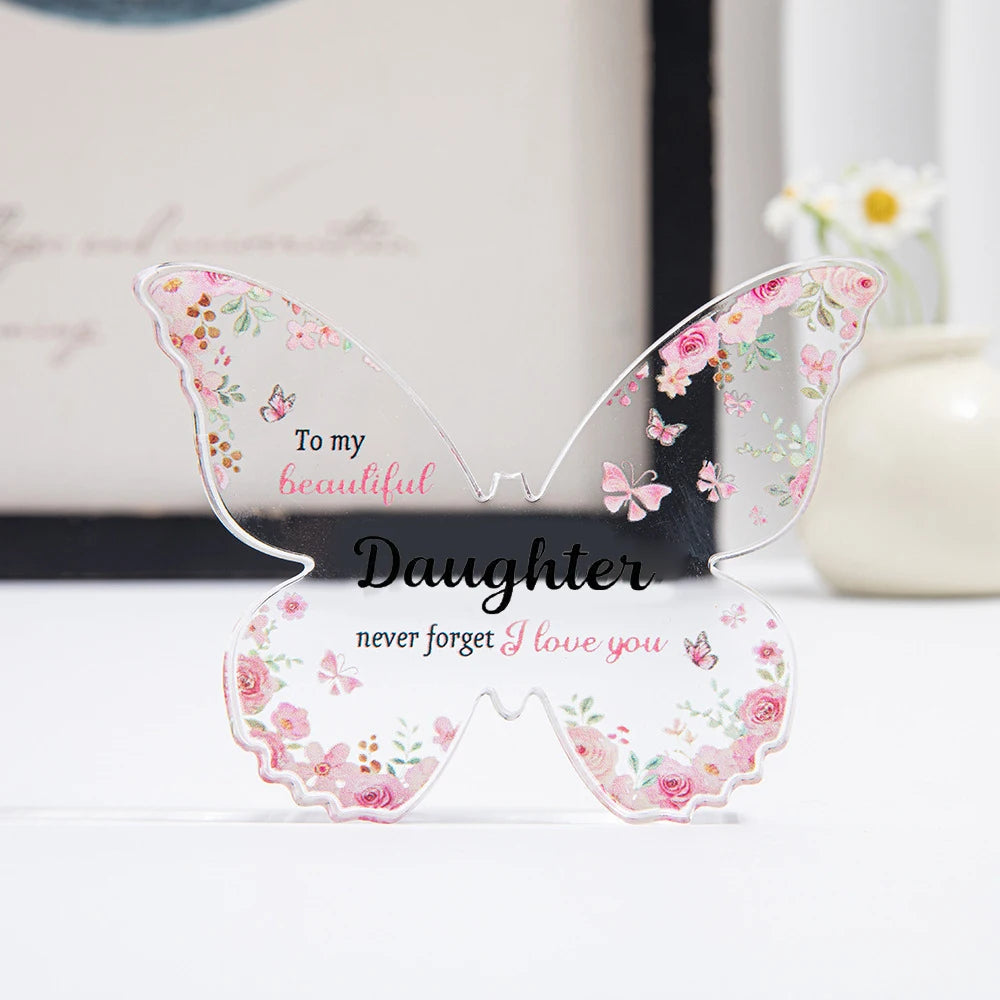 Butterfly-shaped Acrylic Plaque Decoration Loving Message Board for Daughter