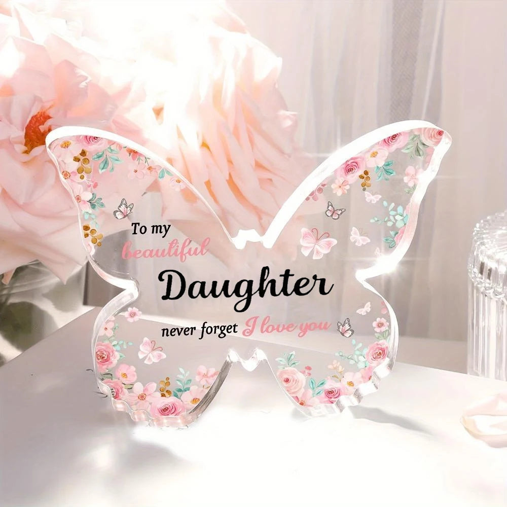 Butterfly-shaped Acrylic Plaque Decoration Loving Message Board for Daughter