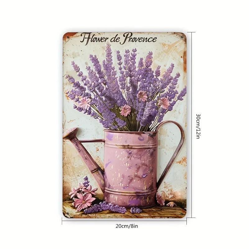 Vintage Lavender Bouquet Metal Logo 8x12 Inch Iron Wall Art